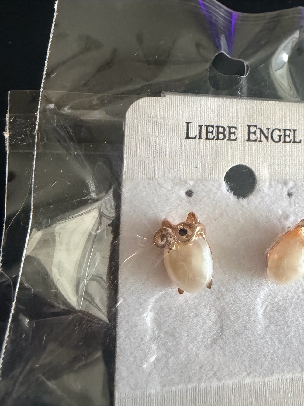 Gold & Cream Pearl Owl Stud Earrings